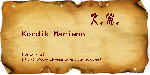 Kordik Mariann névjegykártya